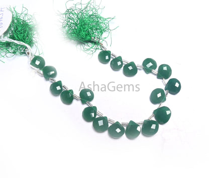 Beautiful Green Onyx Hydro Faceted Heart Beads,10.5-11.5mm Green Hydro Checker Cut Heart Briolette Side Drill Bead Jewelry Making Craft SALE (AG 18763)