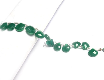 Beautiful Green Onyx Hydro Faceted Heart Beads,10.5-11.5mm Green Hydro Checker Cut Heart Briolette Side Drill Bead Jewelry Making Craft SALE (AG 18763)