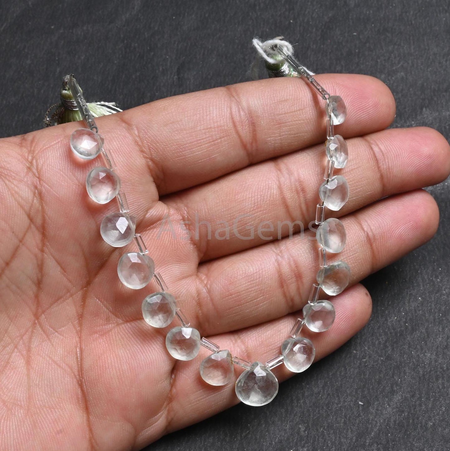 7-10mm Green Amethyst Faceted Heart Shape Gemstone beads, Natural Green Amethyst Heart Briolette Side Drill Amethyst bead Jewelry Craft SALE (AG 18857)