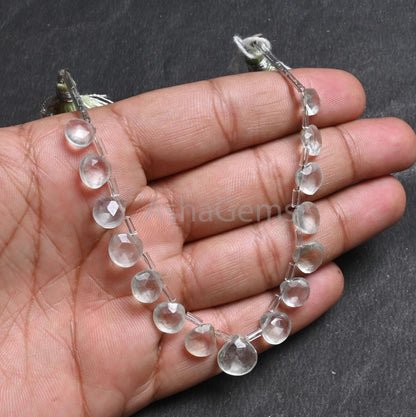 7-10mm Green Amethyst Faceted Heart Shape Gemstone beads, Natural Green Amethyst Heart Briolette Side Drill Amethyst bead Jewelry Craft SALE (AG 18857)
