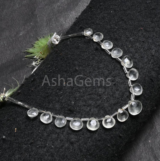 7-10mm Green Amethyst Faceted Heart Shape Gemstone beads, Natural Green Amethyst Heart Briolette Side Drill Amethyst bead Jewelry Craft SALE (AG 18857)