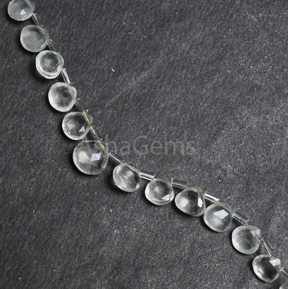 7-10mm Green Amethyst Faceted Heart Shape Gemstone beads, Natural Green Amethyst Heart Briolette Side Drill Amethyst bead Jewelry Craft SALE (AG 18857)