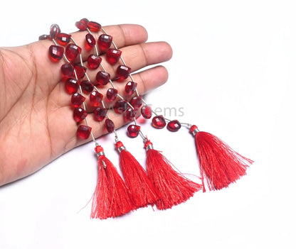 Beautiful Cherry Red Quartz Hydro Faceted Heart Shape Beads, AAA Red Ruby Color Hydro Checker Cut Heart Briolette Beads Jewelry making Craft (AG 18853)