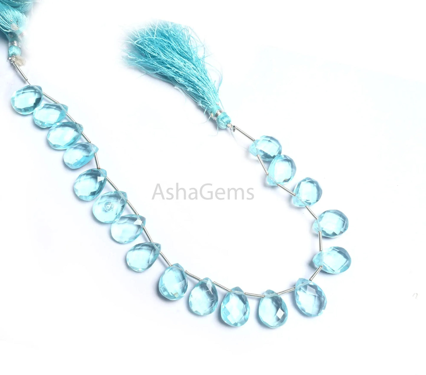 Beautiful Blue Topaz Color Hydro Faceted Pears Shape Beads,8.5" AAA Quality Topaz Hydro Flat Teardrop Briolette beads Jewelry Making Crafts (AG 18850)