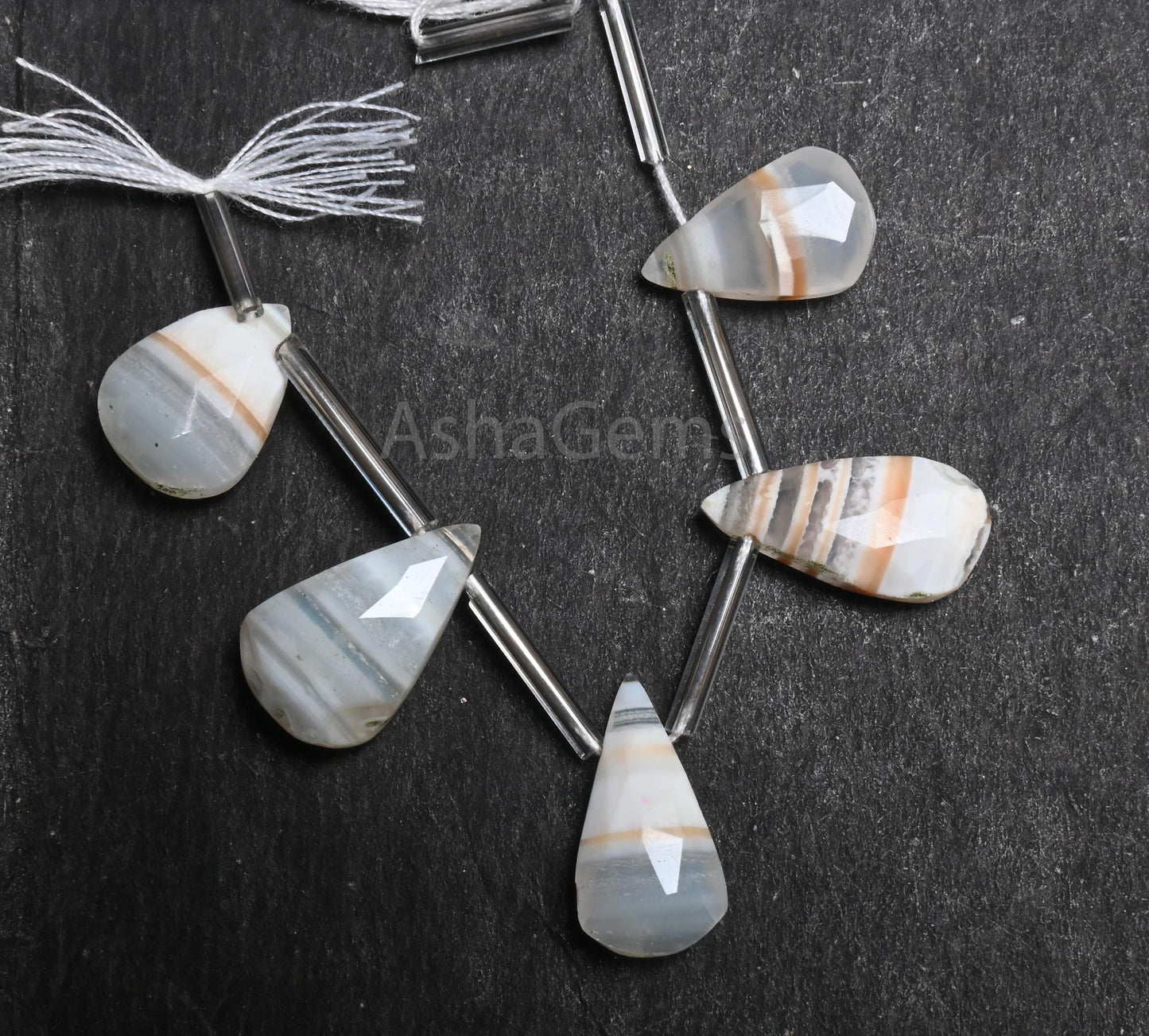 Beautiful Boulder Agate Faceted Pear Shape Beads, Natural Agate Teardrop Gemstone Briolette Beads, Shaded banded Agate Beads Jewelry Crafts (AG 18846)