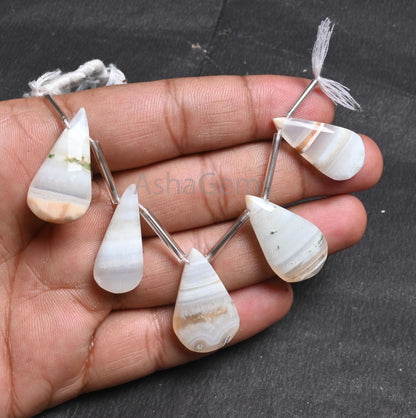 Beautiful Boulder Agate Faceted Pear Shape Beads, Natural Agate Teardrop Gemstone Briolette Beads, Shaded banded Agate Beads Jewelry Crafts (AG 18846)