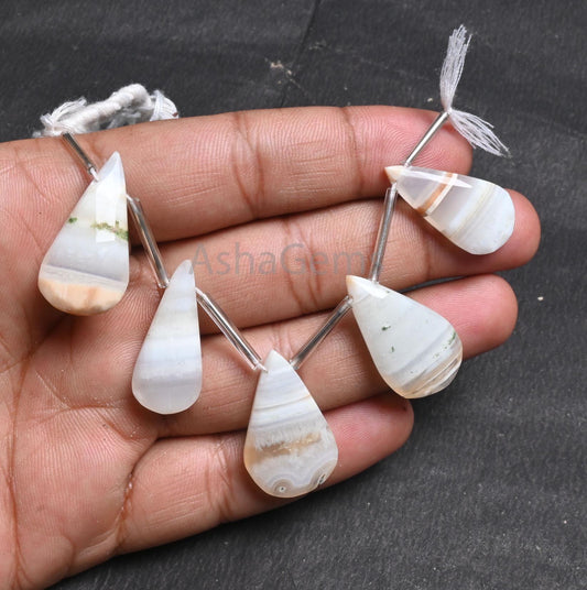 Beautiful Boulder Agate Faceted Pear Shape Beads, Natural Agate Teardrop Gemstone Briolette Beads, Shaded banded Agate Beads Jewelry Crafts (AG 18846)
