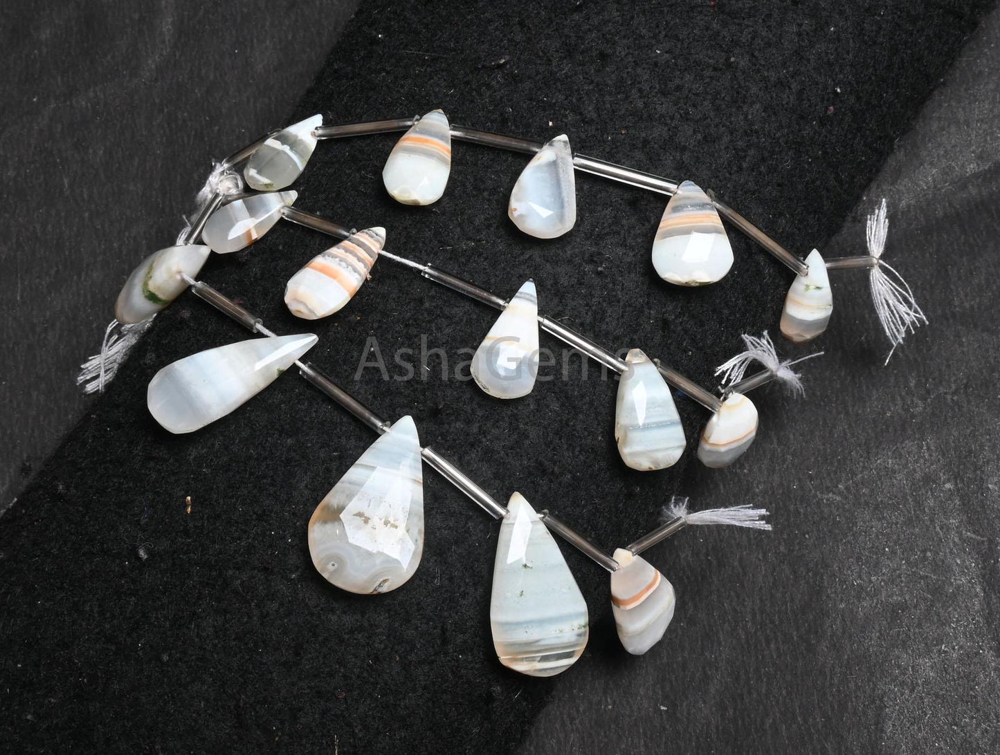 Beautiful Boulder Agate Faceted Pear Shape Beads, Natural Agate Teardrop Gemstone Briolette Beads, Shaded banded Agate Beads Jewelry Crafts (AG 18846)