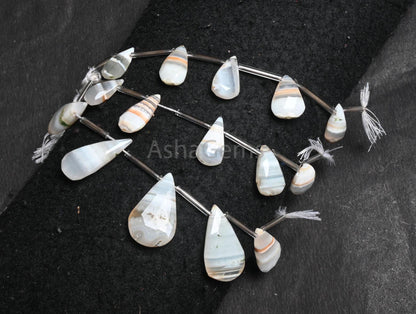 Beautiful Boulder Agate Faceted Pear Shape Beads, Natural Agate Teardrop Gemstone Briolette Beads, Shaded banded Agate Beads Jewelry Crafts (AG 18846)