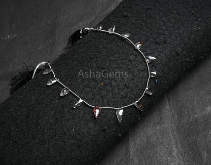 Fine Quality Black Rutile fancy Long Kite Shape Gemstone Beads,8" AAA Sri Lanka Rutilated Quartz Side Drill Briolette Rutile Beads Jewelry (AG 18845)