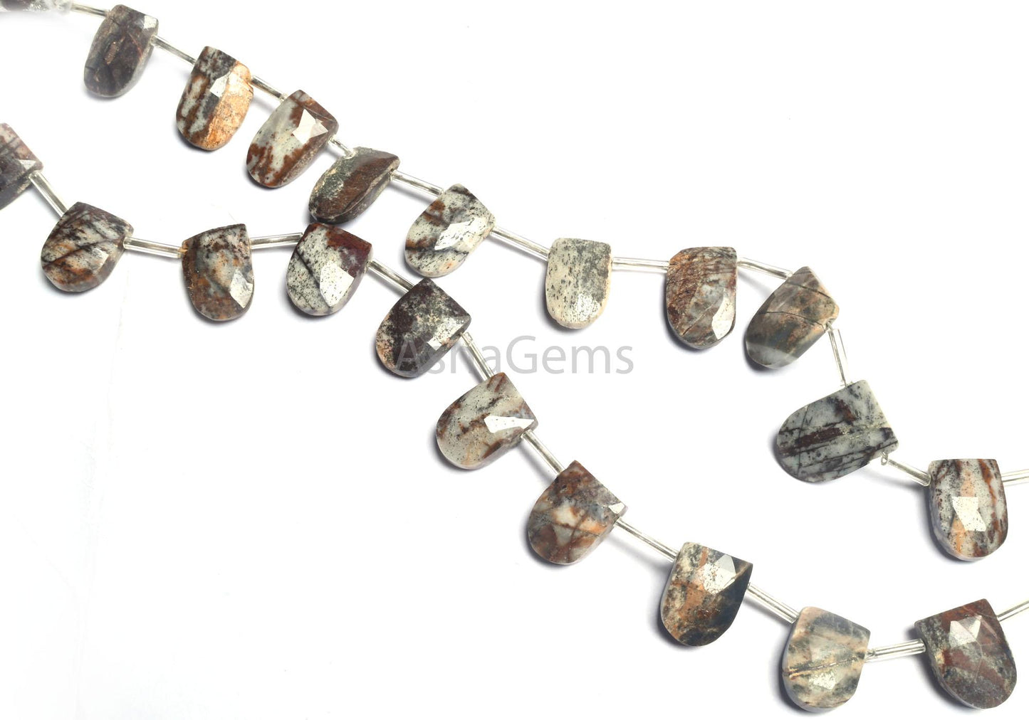 Natural Wood Agate Fancy Nail Shape Handmade Beads,7" Agate Faceted fancy Gate Shape Briolette Side Drill Agate Beads Jewelry Making Crafts(AG 18841)