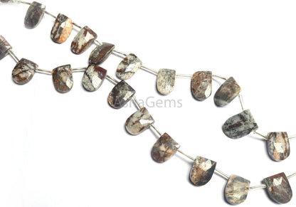 Natural Wood Agate Fancy Nail Shape Handmade Beads,7" Agate Faceted fancy Gate Shape Briolette Side Drill Agate Beads Jewelry Making Crafts(AG 18841)