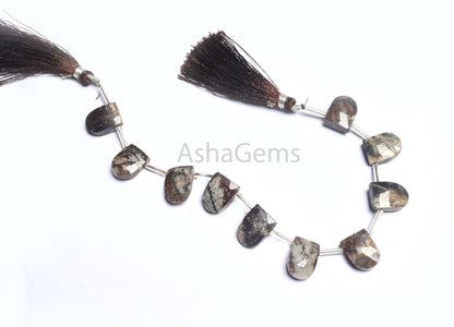 Natural Wood Agate Fancy Nail Shape Handmade Beads,7" Agate Faceted fancy Gate Shape Briolette Side Drill Agate Beads Jewelry Making Crafts(AG 18841)