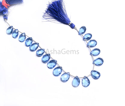 Beautiful Blue tanzanite Color Hydro Faceted Pear Side Drill Beads, AAA Quality Blue Hydro Teardrop Side Drill Briolette Beads Jewelry Craft(AG 18851)