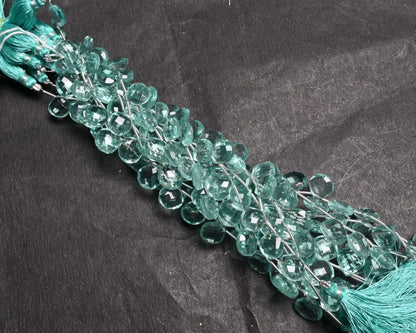 Beautiful Aquamarine Color Hydro faceted Heart Shape Beads,8.5" Aqua Blue Hydro fancy Heart Briolette Checker Cut Beads Jewelry Making Craft (AG 18830)
