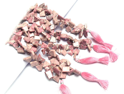 Beautiful Pink Rhodochrosite Flat Nugget Side Drill Beads, Natural Rhodochrosite Table Cut Faceted Fancy Slice Gemstone Beads Jewelry Crafts (AG 18825)