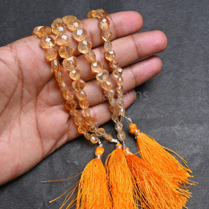 Beautiful Citrine Quartz Faceted Heart Uneven Shape Handmade Beads, Natural Yellow Citrine Indian Cut Heart Straight Drill Bead Jewelry SALE(AG 18822)