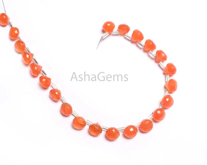 8" Strand Orange Carnelian Faceted Onion Shape gemstone Beads, AAA Carnelian Beads, Carnelian Onion Briolette Beads For Jewelry makings SALE  (AG 18821)