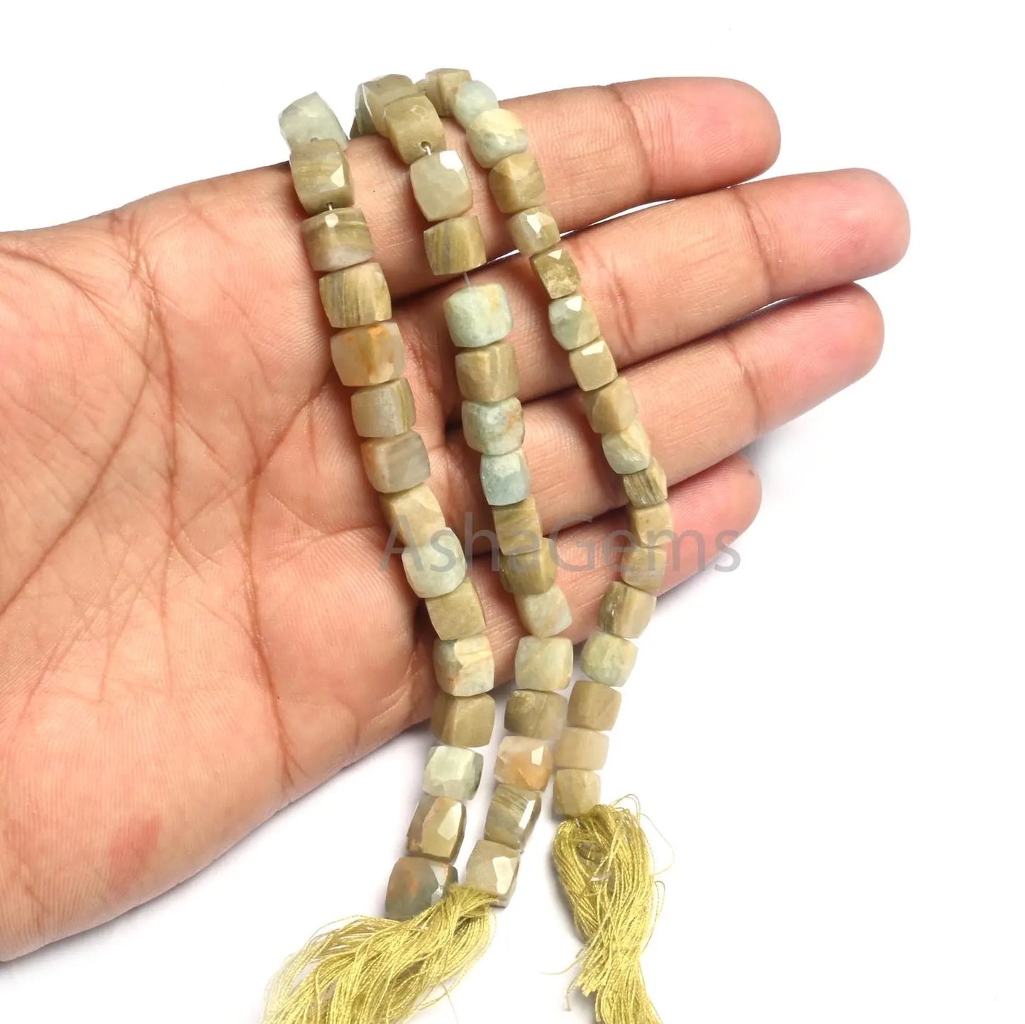 Beautiful Vessonite 3D Cube Box Faceted Gemstone Beads,8" Natural Green Vesuvianite Handmade Indian Cut Cube Center Drill Bead Jewelry Craft(AG 18820)