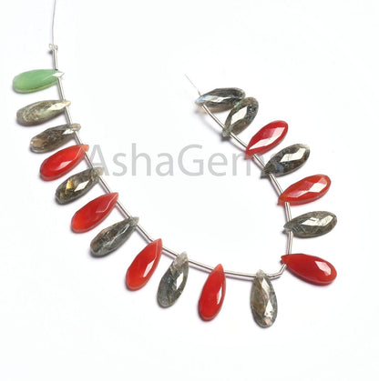Beautiful Multi Color Stone Fancy Long Pears Shape Beads,6-15 mm Disco Shaded Gemstone Teardrop Briolette faceted Bead Jewelry Making Crafts(AG 18811)