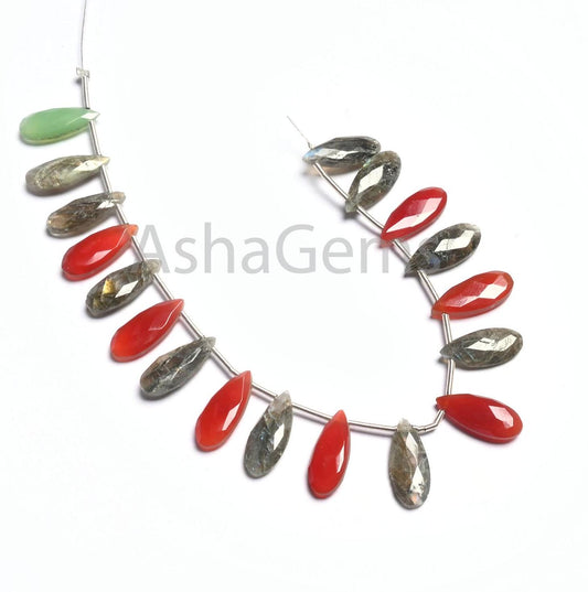 Beautiful Multi Color Stone Fancy Long Pears Shape Beads,6-15 mm Disco Shaded Gemstone Teardrop Briolette faceted Bead Jewelry Making Crafts(AG 18811)
