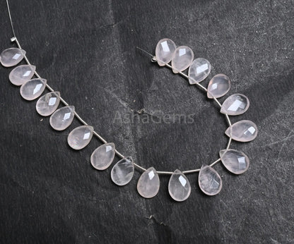 Beautiful Rose Quartz Faceted Pear Shape Gemstone Loose Beads,9-13 mm Natural Rose Pink Quartz Teardrop side Drill Quartz Bead Jewelry Craft(AG 18801)
