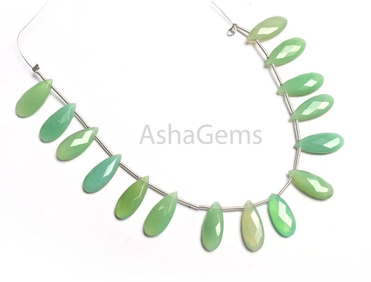 6-15 mm Beautiful Chryso Chalcedony Fancy Long Pear Shape Beads,5.5" AAA Green Chalcedony Faceted Teardrop Briolette Bead Jewelry Craft SALE (AG 18792)