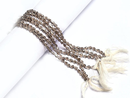 Fine Quality smoky Quartz Faceted Indian Cut Fancy Drops Gemstone Beads,13"Natural Smoky Straight Drill Teardrop Gemstone Smoky Bead Jewelry (AG 18787)