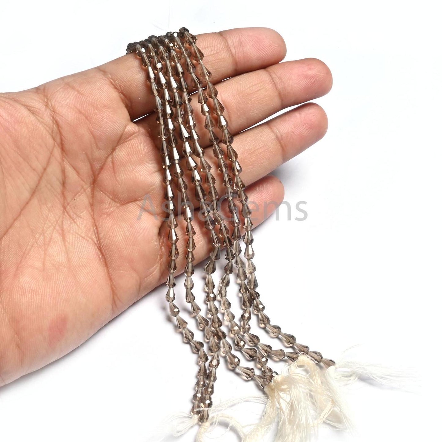 Fine Quality smoky Quartz Faceted Indian Cut Fancy Drops Gemstone Beads,13"Natural Smoky Straight Drill Teardrop Gemstone Smoky Bead Jewelry (AG 18787)