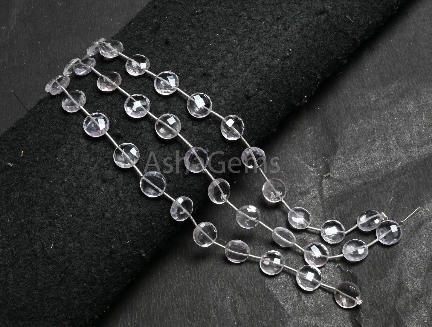 11 mm Beautiful Pink Amethyst Checker Cut Coin Straight Drill Beads,9" Natural Amethyst Coin Briolette Faceted Light Gemstone Beads Jewelry (AG 18786)