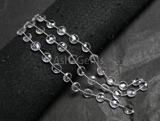 11 mm Beautiful Pink Amethyst Checker Cut Coin Straight Drill Beads,9" Natural Amethyst Coin Briolette Faceted Light Gemstone Beads Jewelry (AG 18786)