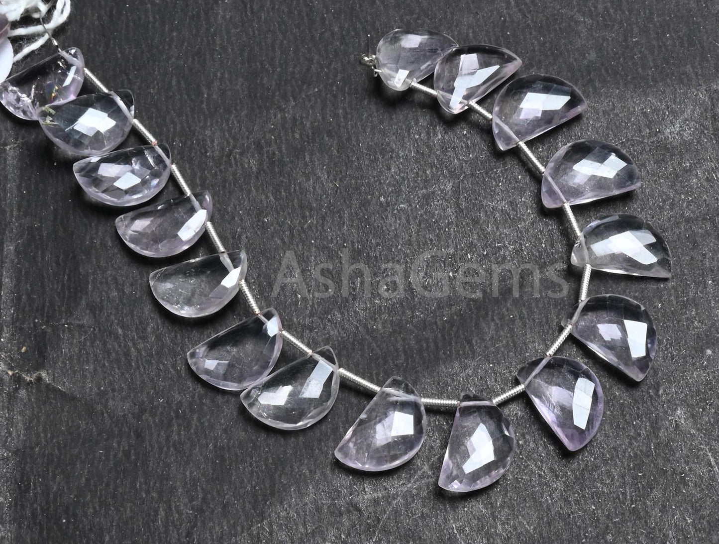 10-16 mm Beautiful Pink Amethyst Fancy D Shape Faceted Beads, Light Pink Amethyst Half Moon Briolette Side Drill Gemstone Beads Jewelry SALE (AG 18783)