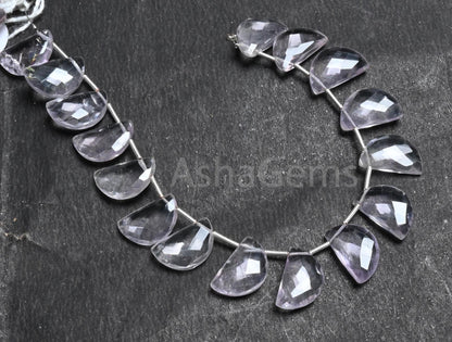 10-16 mm Beautiful Pink Amethyst Fancy D Shape Faceted Beads, Light Pink Amethyst Half Moon Briolette Side Drill Gemstone Beads Jewelry SALE (AG 18783)