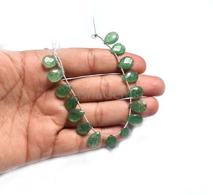 9-13 mm Beautiful Green Strawberry Quartz Faceted Pears Shape Briolette Beads, Natural Strawberry Side Drill Teardrop Gemstone Beads Jewelry (AG 18778)
