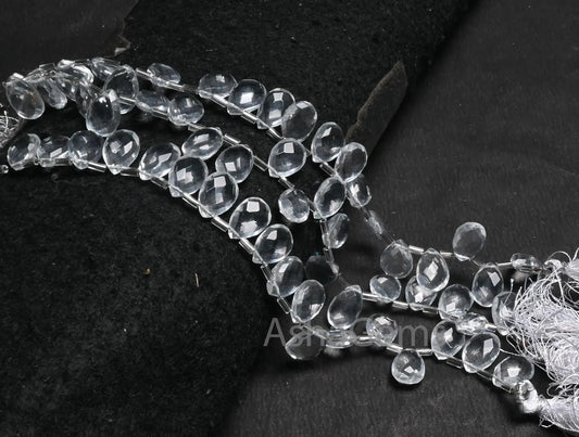 AAA Quality White Quartz Hydro Faceted Pear Shape Beads,9-13.5 mm Clear Quartz Hydro Checker Cut Teardrop Briolette Bead Jewelry making SALE (AG 18766)