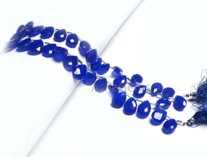 AAA Quality Blue Quartz Hydro Checker Cut Pears Side Drill Beads,7.5" Royal Blue Hydro Faceted Teardrop Briolette Bead Jewelry Making Craft (AG 18765)