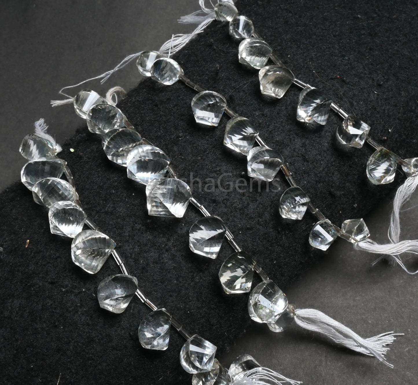 Natural Crystal quartz Fancy Twisted Drop faceted Beads, Fine White Crystal Twisted Teardrop Briolett Side Drill Fancy Gemstone Bead Jewelry (AG 18767)