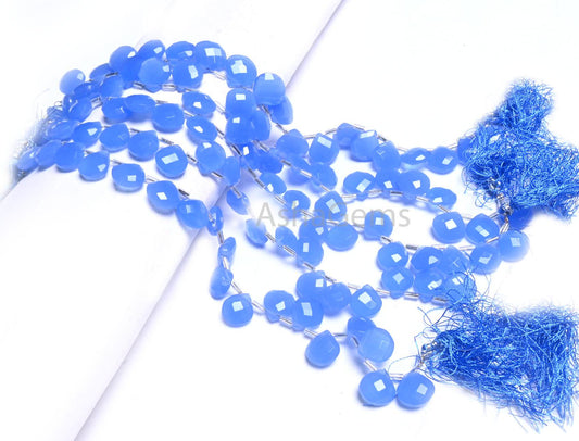 8" Strand Tanzanite Blue Color Hydro Faceted Heart Shape Beads, AAA Blue Quartz Hydro Heart Briolette Checker Cut beads Jewelry making Craft(AG 18759)