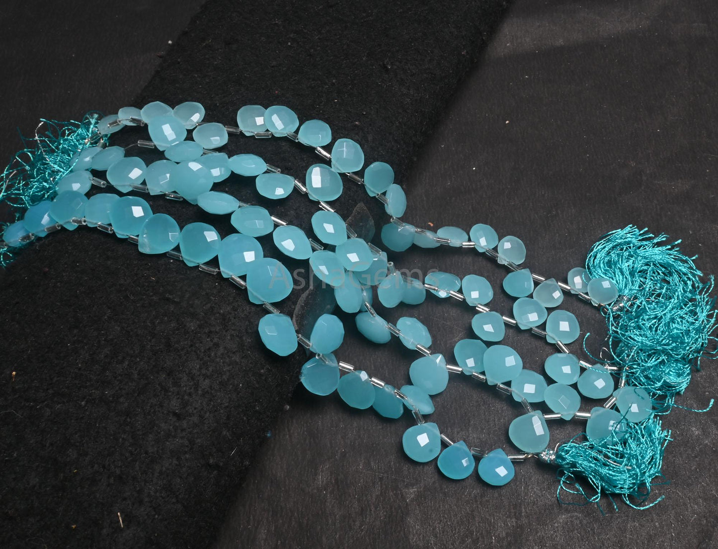 AAA Quality Aqua Sea Blue Chalcedony Color Hydro Checker Cut Heart Beads,8"Blue Hydro Heart Briolette faceted Bead Jewelry Making Craft SALE (AG 18758 )