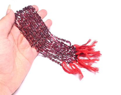 Red Garnet Fancy 6 Corner Shape Faceted Beads,13"Natural Garnet Flat Fancy Long Oval Hexagon Shape Gemstone Fine Garnet T Drill Bead Jewelry(AG 18717)