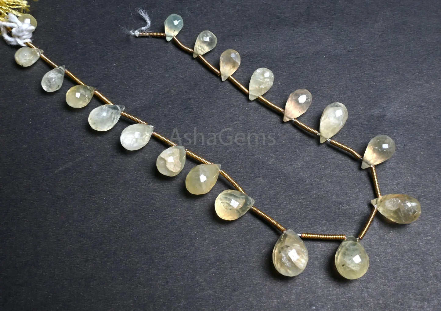 Natural Prehnite Faceted Drop Shape Gemstone Loose Beads, Light Green Prehnite Teardrop Briolette side drill beads Jewelry making Craft SALE AG 18698)