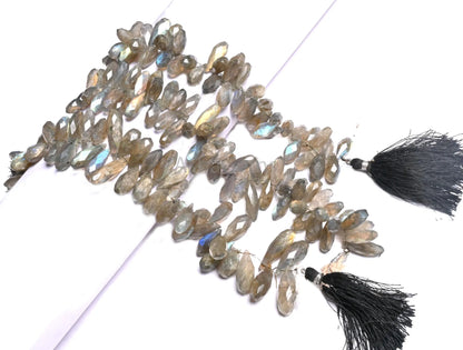 Natural labradorite fancy Long Drop Indian cut Beads, Multi Fire Labradorite Faceted Teardrop Briolette Handcut Gemstone Beads Jewelry Craft(AG 18725)