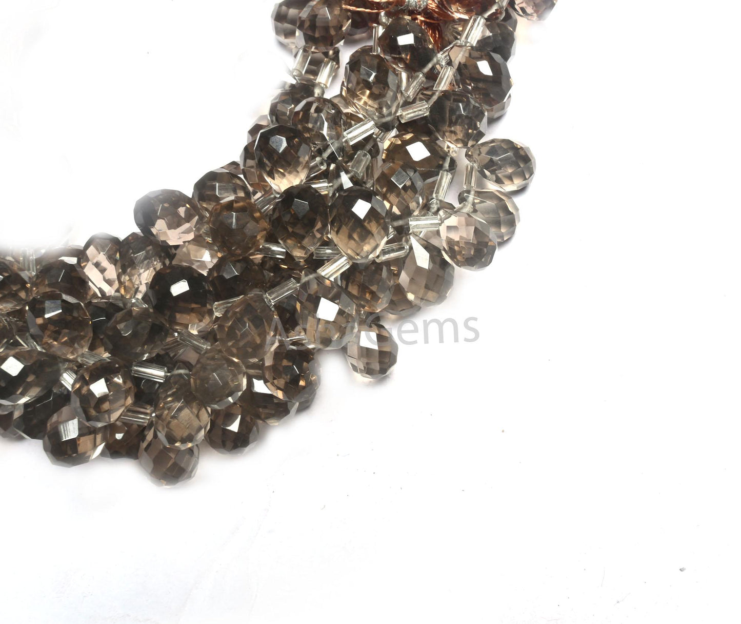 AAA Quality Smoky Quartz Color Hydro Faceted Drops Beads, Light Grey Hydro Teardrop Briolette Indian Machine Cut Brown Quartz Beads Jewelry(AG 18729 )
