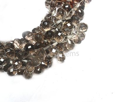AAA Quality Smoky Quartz Color Hydro Faceted Drops Beads, Light Grey Hydro Teardrop Briolette Indian Machine Cut Brown Quartz Beads Jewelry(AG 18729 )