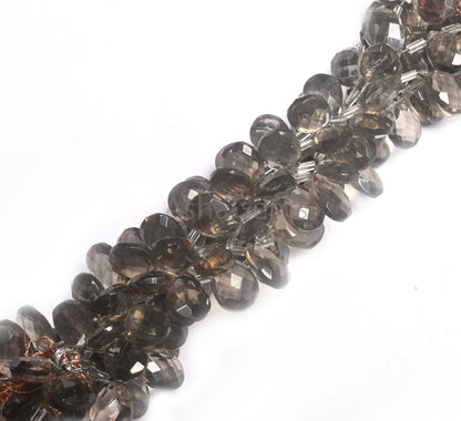 Beautiful Light Gray Quartz Hydro Faceted Pear Shape Beads, Translucent Smoky Quartz Hydro Teardrop Briolette Brown Quartz Bead Jewelry SALE (AG 18730 )