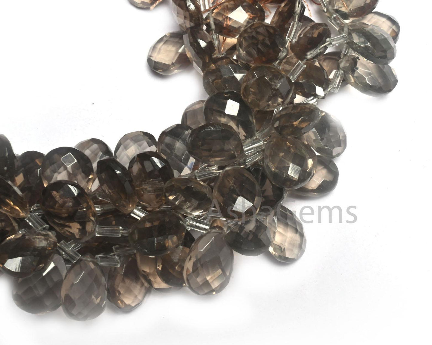 Beautiful Light Gray Quartz Hydro Faceted Pear Shape Beads, Translucent Smoky Quartz Hydro Teardrop Briolette Brown Quartz Bead Jewelry SALE (AG 18730 )