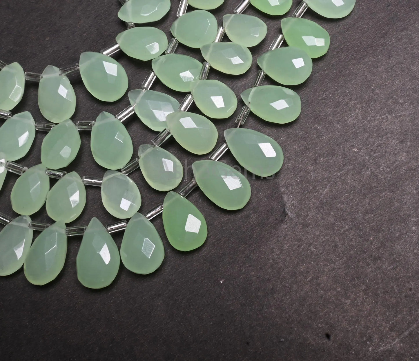 Beautiful Light Green Quartz Hydro faceted Pear Beads, AAA Prehnite color Teardrop Checker Cut Briolette Side Drill Beads Jewelry Craft  SALE(AG 18731)