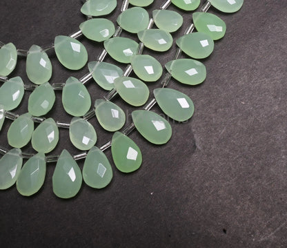 Beautiful Light Green Quartz Hydro faceted Pear Beads, AAA Prehnite color Teardrop Checker Cut Briolette Side Drill Beads Jewelry Craft  SALE(AG 18731)