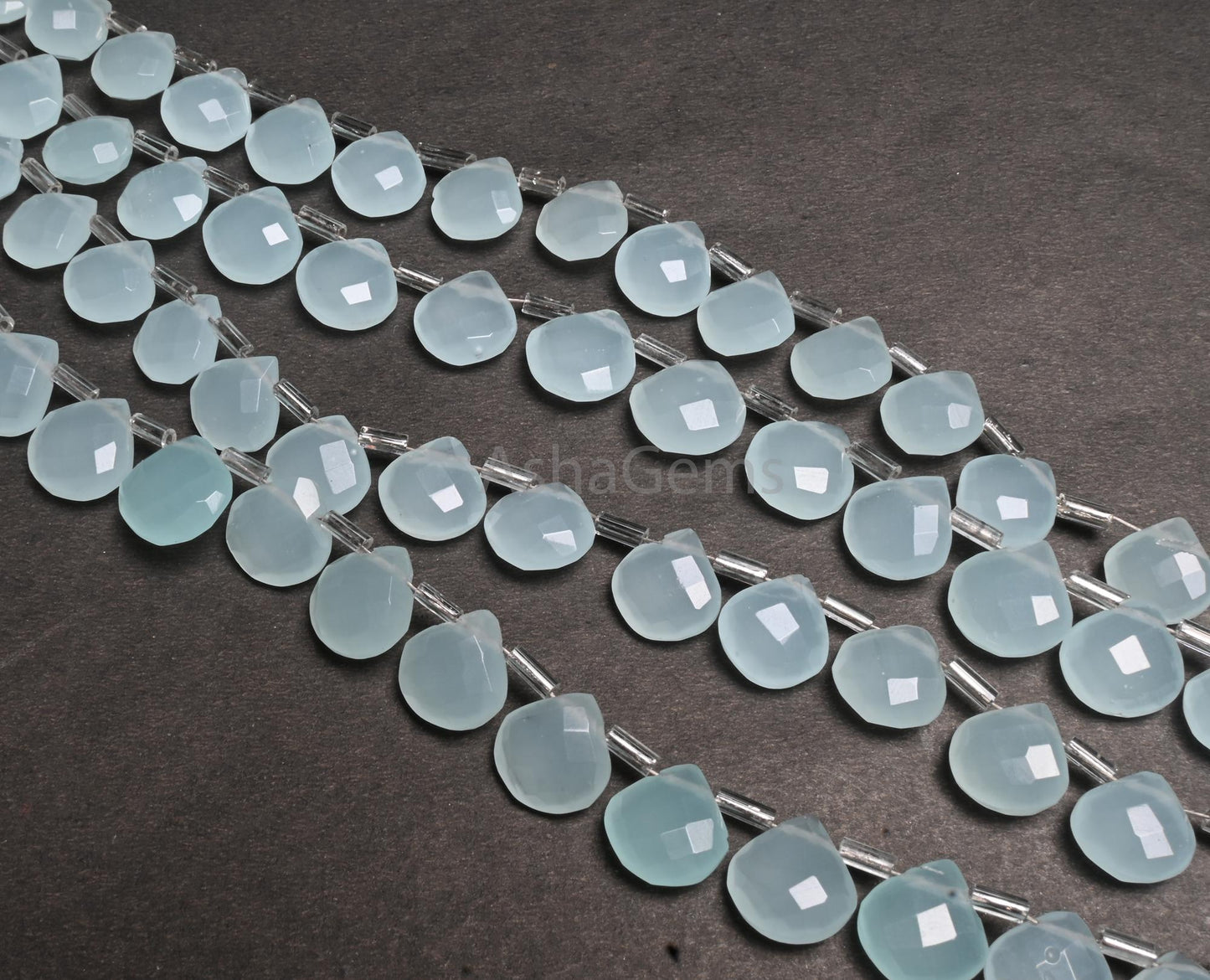 AAA Quality Aqua Blue Chalcedony Color hydro Faceted Heart Beads, Aqua Blue Quartz Hydro Heart Briolette Side Drill Beads Jewelry Craft SALE (AG 18733)