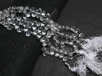 AAA Quality White Crystal Quartz Hydro Faceted Drop Shape Beads, Crystal White Teardrop Briolette Side Drill Bead Jewelry making Crafts SALE(AG 18736)